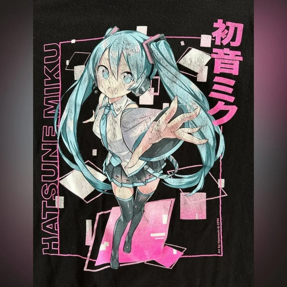 Hatsune Miku Grid Girls Black Short Sleeve T-Shirt size Large - Picture 6 of 10